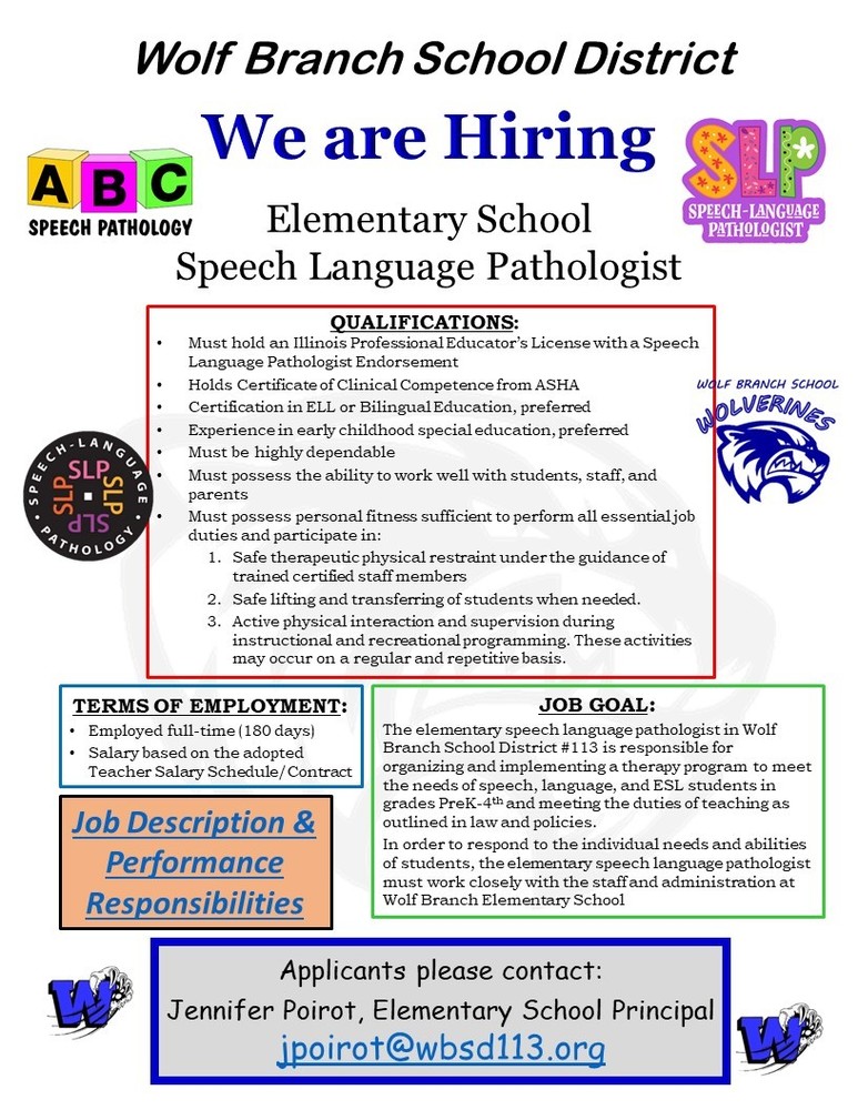 Job opportunity for Elementary Speech Language Pathologist