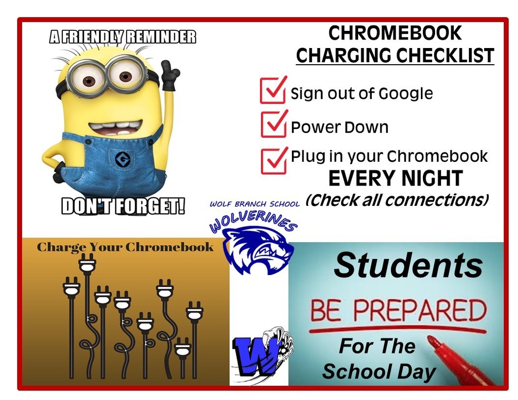 Friendly Reminder - Charge Chromebooks