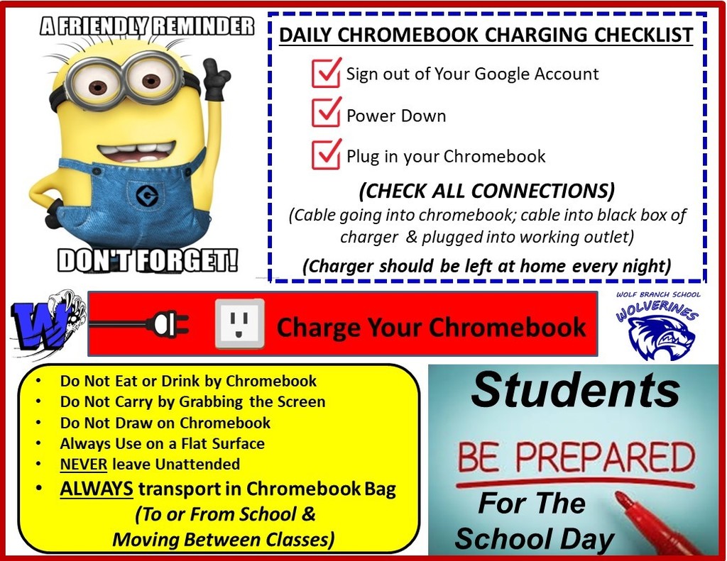 Wolf Branch Students -Please charge your Chromebooks