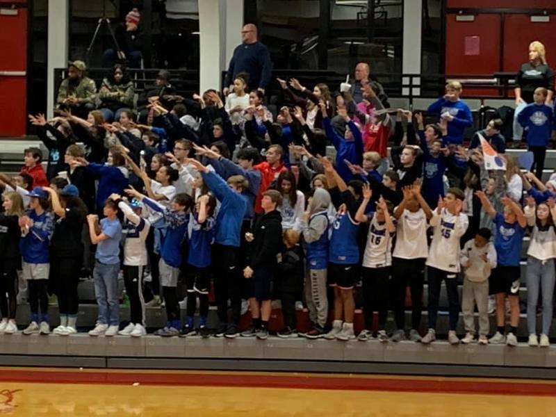 Wolf Branch Students cheer on the basketball team